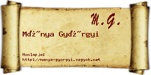 Mánya Györgyi névjegykártya